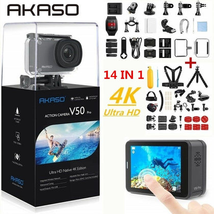 AKASO V50 Pro Native 4K/30fps 20MP WiFi Action Camera 4K with EIS Touch Screen Adjustable View Angle 30m Waterproof Camera