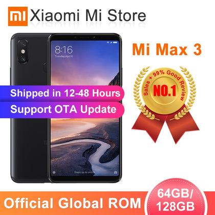 Global ROM Xiaomi Mi Max 3 4GB 64GB/6GB 128GB Smartphone Snapdragon 636 Octa Core 6.9" 2160x1080 Full Screen Dual Camera 5500mAh