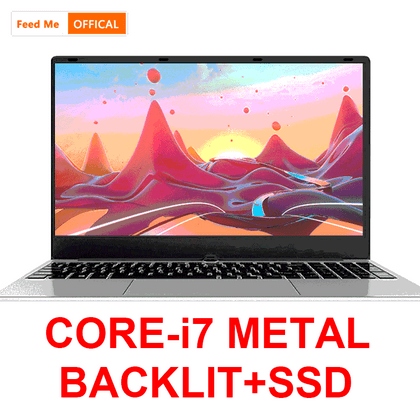 15.6 Inch Intel i7 Laptop 8GB/16GB RAM 512GB 1TB HDD Metal Body 1080P Windows 10 layout Keyboard Dual Band WiFi Gaming Laptop