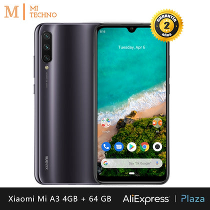 Xiaomi Mi A3 Smartphone (4GB RAM, 64GB ROM, phone mobile, free, new, cheap, battery 4030 mAh, Andriod one) [Global Version]